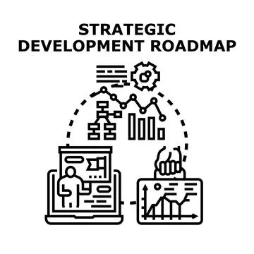 Strategic development roadmap planning business growth direction Stock Illustration