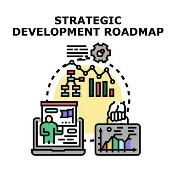 Strategic development roadmap planning business growth direction Stock Illustration