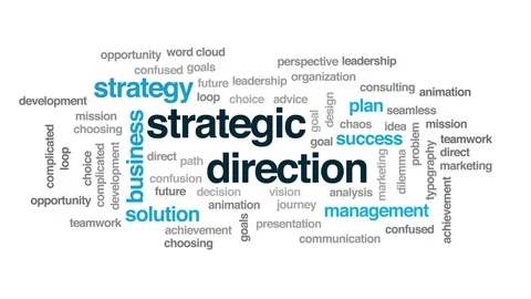 Strategic direction animated word cloud. Kinetic typography. Vídeos de archivo 102339908