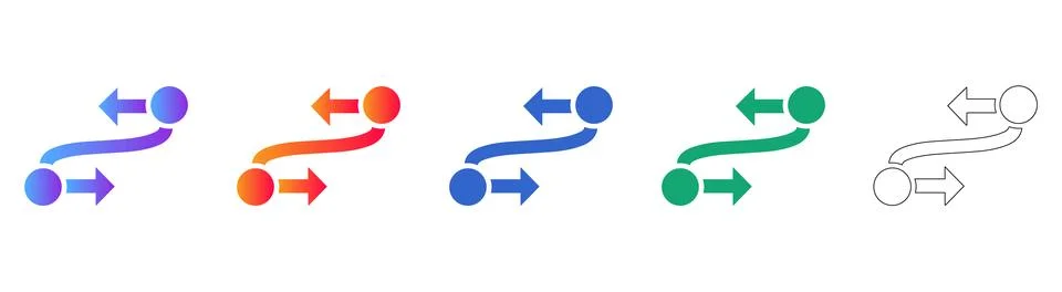 Strategic Direction Process Icons Set Illustrazione stock