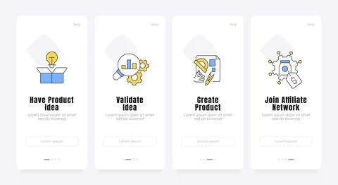 Strategic ecommerce roadmap guide onboarding screens Illustration