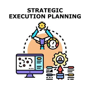 Strategic execution planning developing business project processes Ilustração Stock