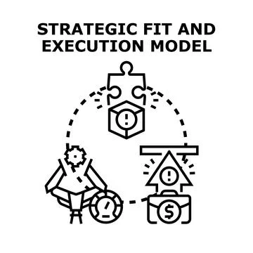 Strategic fit and execution model concept with puzzle elements Ilustración de archivo