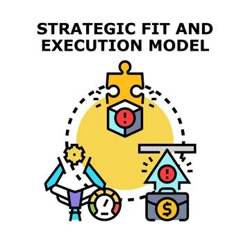 Strategic fit and execution model concept with puzzle elements Stock Illustration