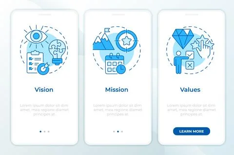 Strategic framework blue onboarding mobile app screen Stock Illustration