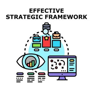 Strategic framework developing business goals and data analysis Stock Illustration