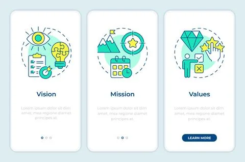 Strategic framework onboarding mobile app screen Stock Illustration