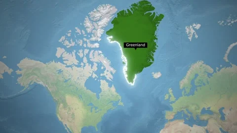 Strategic Global Conflict Map Animation of Greenland Highlighting USA Russia Stock Footage 326177232