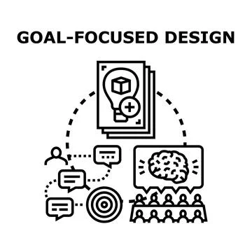 Strategic goal focused design process achieving target objectives Illustrazione stock