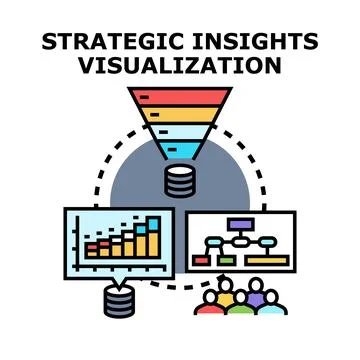 Strategic insights visualization processing analytics and team collaboration Stock Illustration