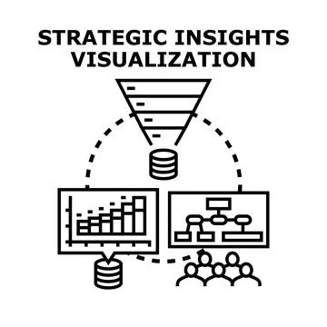 Strategic insights visualization processing analytics and team collaboration Stockillustratie