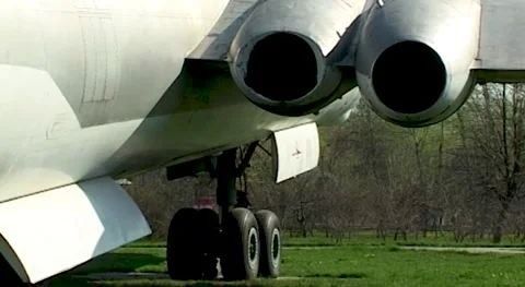 Strategic jet bomber M-4 (NATO - Bizon-A).Front landing gear with four wheels Stock Footage 175828588
