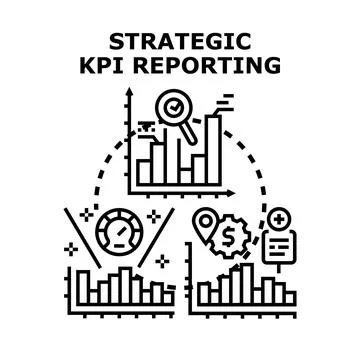 Strategic kpi reporting analyzing business key performance indicators Stockillustratie