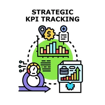 Strategic kpi tracking for business performance management Stock Illustration