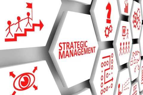 STRATEGIC MANAGEMENT concept cell background 3d illustration Stock Illustration