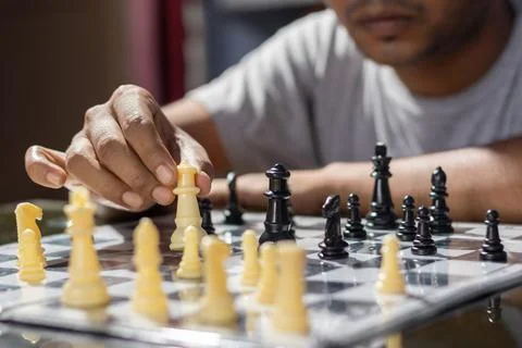 Strategic move of chess Stock Photos