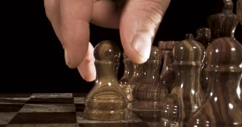 Strategic Moves in a Chess Game Showcase Skill and Concentration Stock Footage 338141970