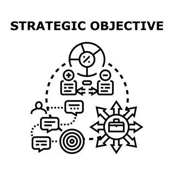 Strategic objective development analyzing plans and goals Stock Illustration