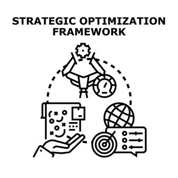 Strategic optimization framework process achieving business goals Illustration