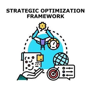 Strategic optimization framework process achieving business goals Illustration