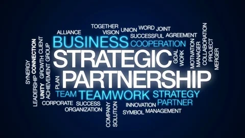 Strategic partnership animated word cloud, text design animation. Stock Footage 74759023