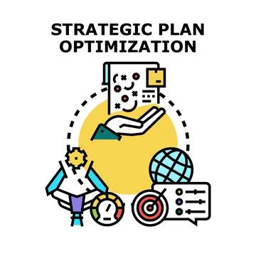 Strategic plan optimization process achieving business goals Stock Illustration