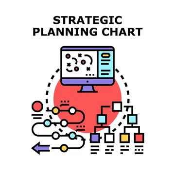 Strategic planning chart visualizing business management workflow Ilustración de archivo