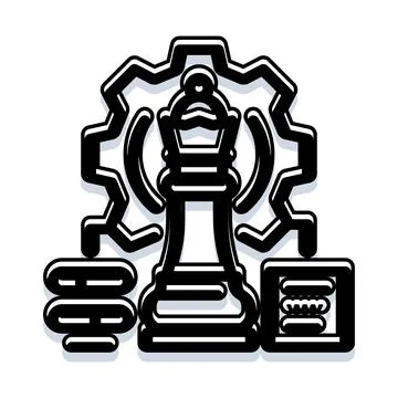 Strategic planning combining chess queen with gear concepts Stock Illustration