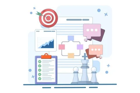 Strategic planning concept, goal setting, organizational alignment. Stock Illustration