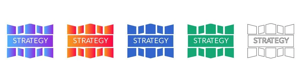 Strategic Planning Framework Icons 스톡 일러스트
