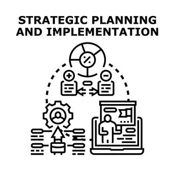 Strategic planning implementation and business management process Stock Illustration