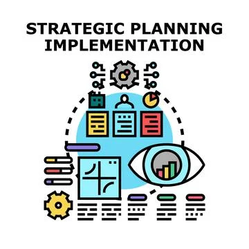 Strategic planning implementation process for business development Illustrazione stock