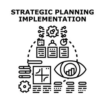 Strategic planning implementation process for business development Stock Illustration