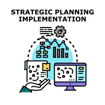 Strategic planning implementation process, data analysis, and business mana.. Stockillustratie