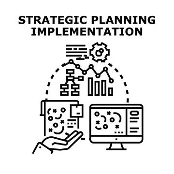 Strategic planning implementation process integrating data analysis, project  Stock Illustration