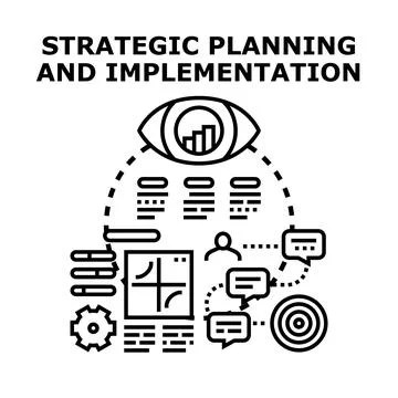 Strategic planning implementation with vision and data analysis Illustrazione stock