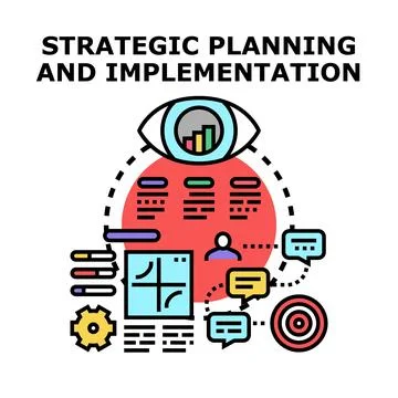 Strategic planning implementation with vision and data analysis Stock Illustration