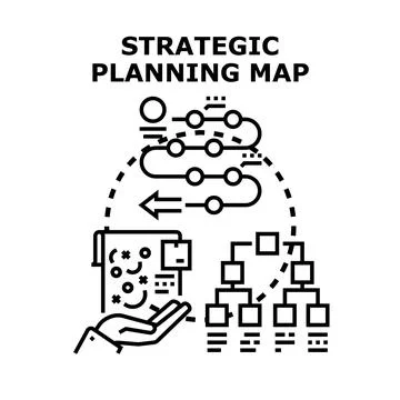 Strategic planning map developing business goal roadmap Illustration