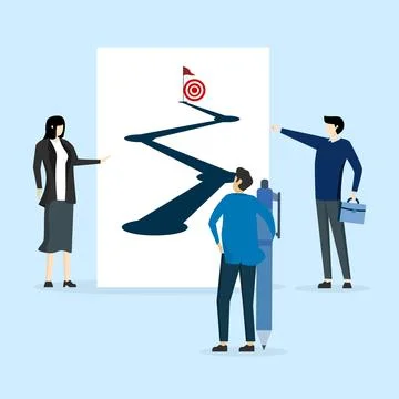 Strategic planning, plan to overcome difficulty or obstacle to reach goal Stock Illustration