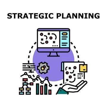 Strategic planning process developing business growth strategy Illustrazione stock