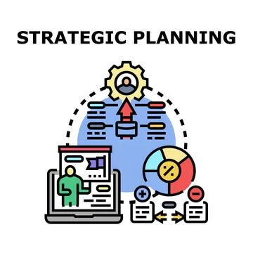 Strategic planning system implementing business development process Stock Illustration