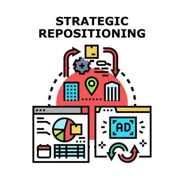 Strategic repositioning vector concept with business plan and advertising Stock Illustration