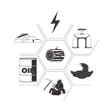 Strategic resource control line illustration concept Illustrazione stock
