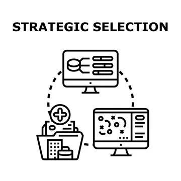 Strategic selection process analyzing business data and planning Stock Illustration