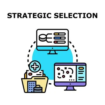 Strategic selection process analyzing business data and planning Stock Illustration