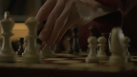 Strategic struggle in a chess game between two players. Leadership emerges a Stock Footage 263594246