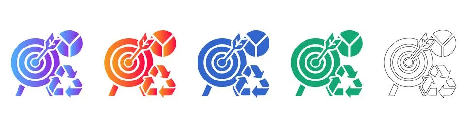 Strategic Target and Data Analysis Icon Set 스톡 일러스트