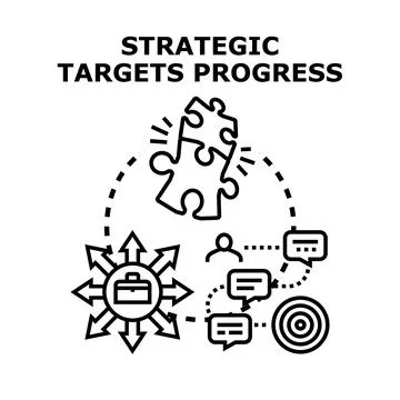Strategic target progress achieving business development goals Stock Illustration