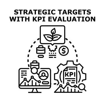 Strategic targets developing with kpi evaluation process Stock Illustration