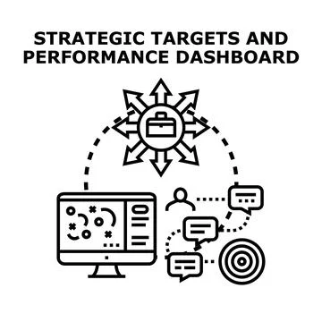 Strategic targets performance dashboard icon concept Stock Illustration